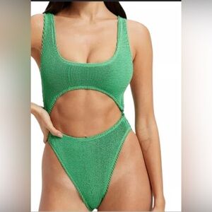 Good American - Always Fits Metallic Cutout One-Piece Swimsuit emerald